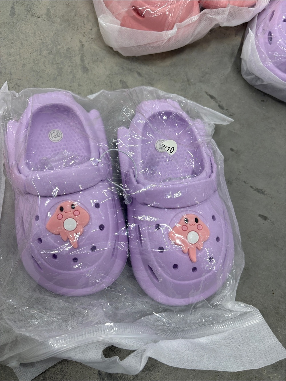 Kids Lavender Bubble Clog Shoes with Pink Charm